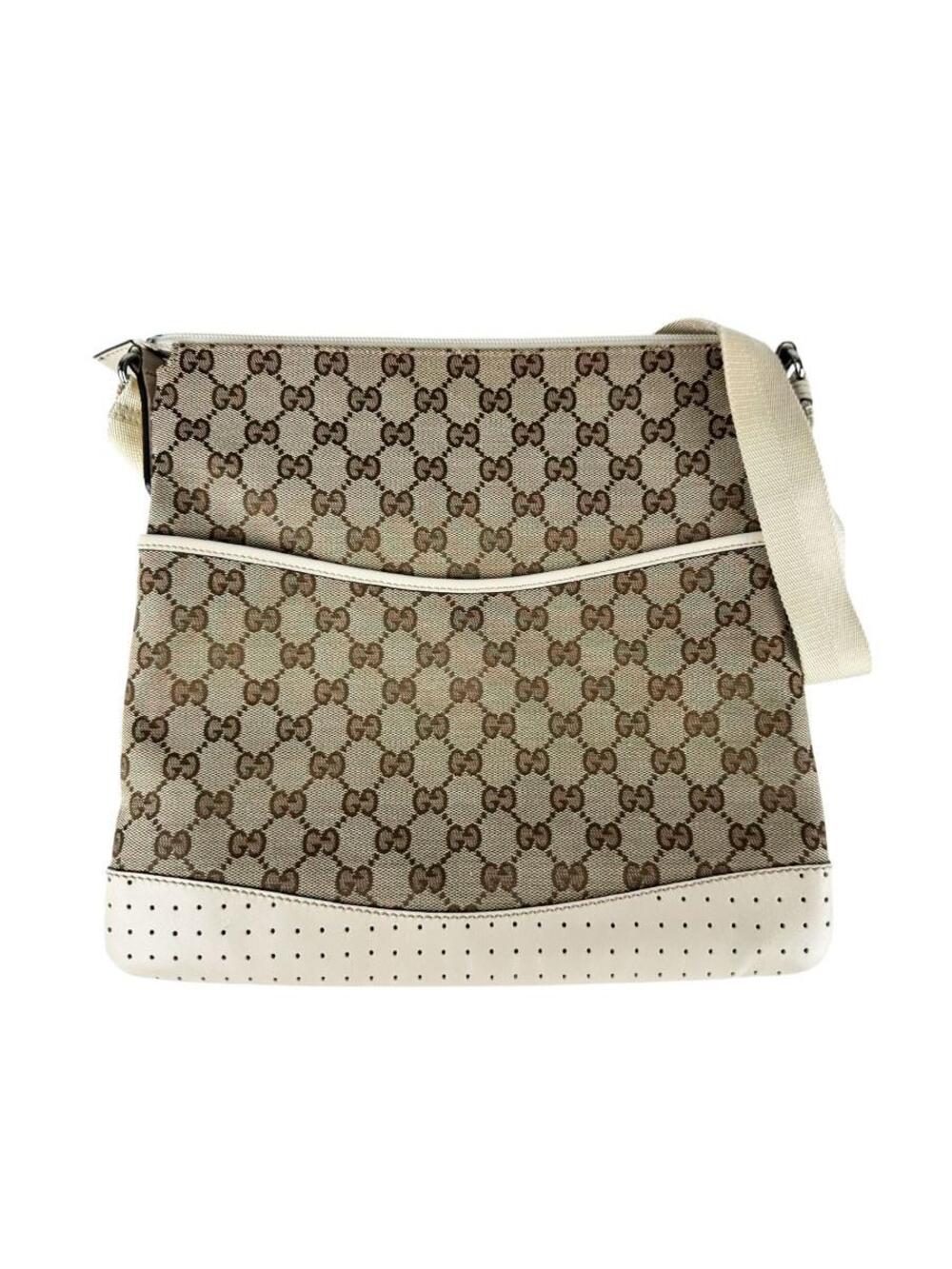 Auth Gucci Shoulder Bag Brown/Off White #363544G45B